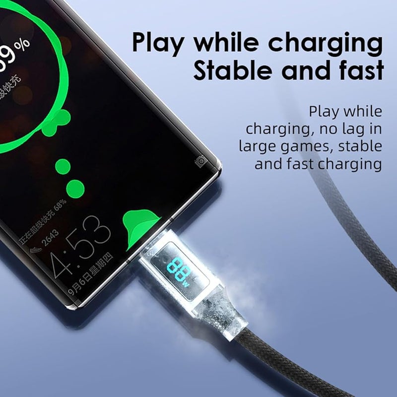 USB C Cable 60W Fast Charging Nylon Braided with LED Power Display for Laptop Phone Tablet - Image 4